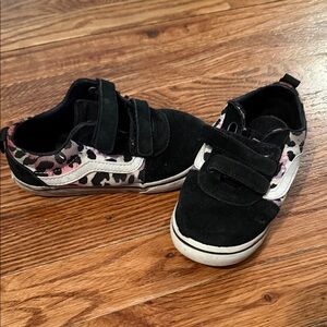 Vans Kids Black and Leopard Print Sneakers
